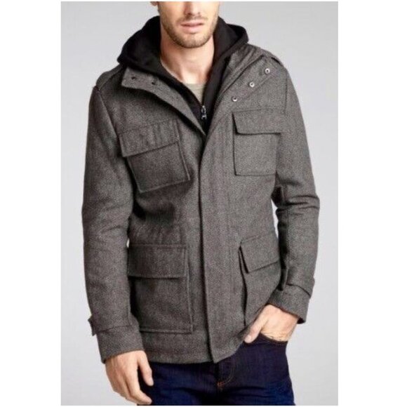 Calvin Klein Other - Calvin Klein Wool-Blend Twill Military Jacket 4 Pocket Zip Front size Men's L